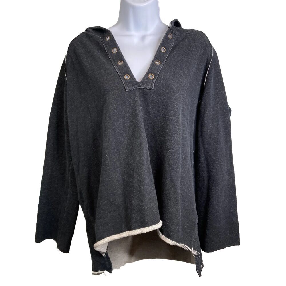 525 America Hoodie Sweatshirt‎ Sz M Black Cotton Blend Slouchy Comfy Cozy